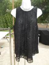 Nwt Etcetera Gorgeous Black And Pearl Beaded Top 10 $250 - £60.19 GBP