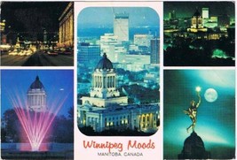 Manitoba Postcard Winnipeg Moods Night Scenes Multi View - £2.36 GBP