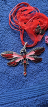 New Betsey Johnson Necklace Dragonfly Red Pink Summer Collectible Decorative - £12.01 GBP