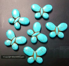5 Big Bold Butterfly beads pendants charms 35MM Turquoise Howlite drilled FPB010 - £5.42 GBP