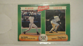 1992 French&#39;s Baseball Cards Sealed Hangtag Pack, 3 Cards Carter/Gwynn on top. - £4.50 GBP