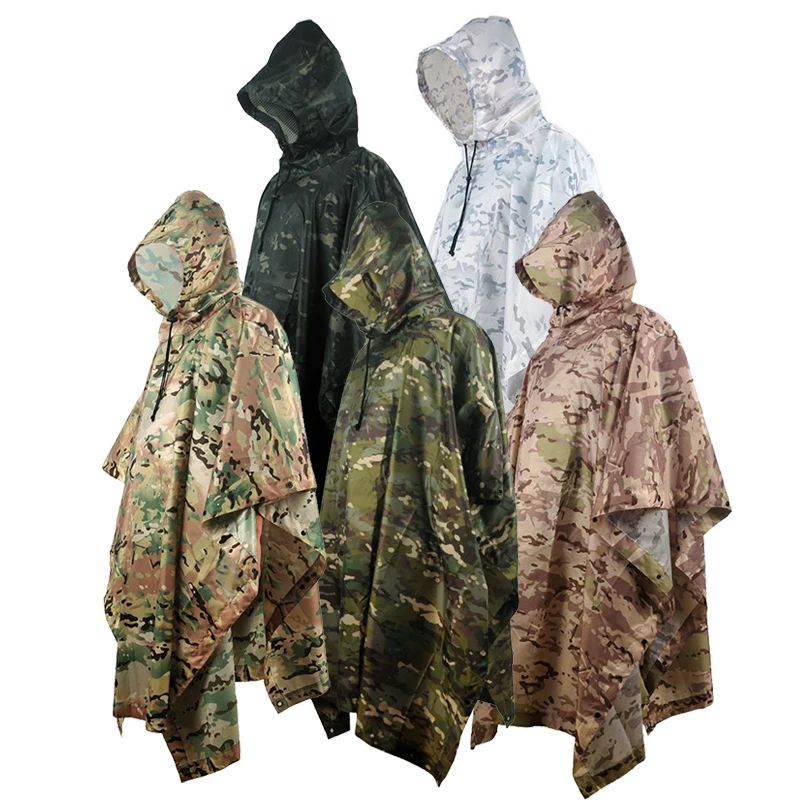Ncho jungle tactical raincoat birdwatching hiking hunting ghillie suit travel rain gear thumb200