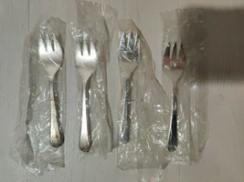 Set of 4 NEW Vintage Leonard Italy Relish Forks Silverplate 3 Tined Smal... - £13.51 GBP