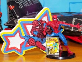 Dollhouse Superman Comic Book Spiderman Figurine &amp; Magnet Frame Boy Toy ... - $7.91