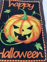 happy Halloween garden flag burlap design both sides Orange Black Pumpkin 18x12 - £3.59 GBP