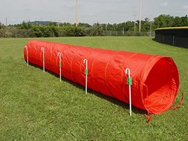 14&#39; Dog Agility Tunnel (Red) with 6 J-Shape Metal Stakes - $85.00