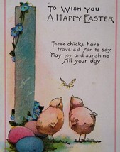 Easter Greetings Postcard Baby Chicks Butterfly Eggs 1924 Metropolitan News 372 - £8.56 GBP