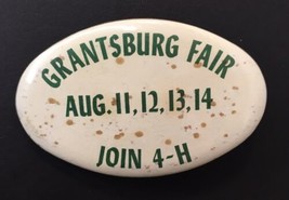 Vintage GRANTSBURG FAIR Button Pin Wisconsin Join 4-H Oblong Pinback - $6.00