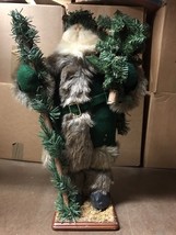 Vintage Father Christmas Santa Figure Holiday Workshop 20” Holding Tree - £79.12 GBP