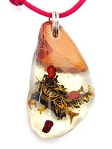 Handmade Greek Resin Jewelry Pendant Necklace with All Natural One of a Kind (A) - £20.97 GBP
