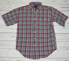 Boys M Medium 12 14 RALPH LAUREN Short Sleeve Button Shirt Multi Colored Plaid - £7.98 GBP