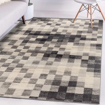 Area Rugs Carpets 5x7 Rug Large Checkered Gray Grey Cool Living Room 5x7 Rugs ~~ - £78.95 GBP