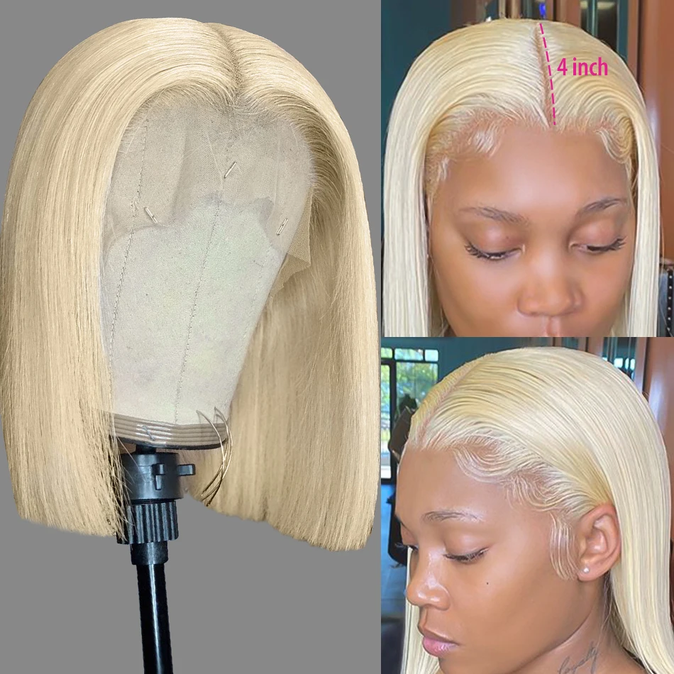 613 Blonde Lace Front Wig Short Bob Human Hair Wigs Straight Bob Wig Lace Fro - £40.76 GBP+