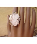 LARGE Italian signed cameo ring - sterling and gold carved cameo - size ... - £176.76 GBP