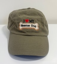I LOve My Rescue Dog Cap Hat Green Adjustable - $202.80 MXN