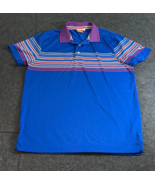 Puma Dry Cell Blue Striped Short Sleeve Golf Polo Shirt Men&#39;s Large Stretch - $19.74