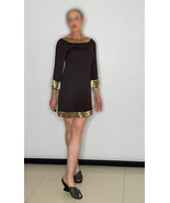 Beaded Brown Silk Shift Dress Cocktail Dress Evening Dress Embellished D... - $4,546.95 MXN
