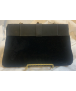Vintage Black Fabric Clutch Strap Tailored Bow - £14.07 GBP