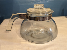 Pyrex Flameware Pot Belly Glass Coffee Pot Teapot Carafe 12 CUP 7125 Blue Tint - £36.90 GBP