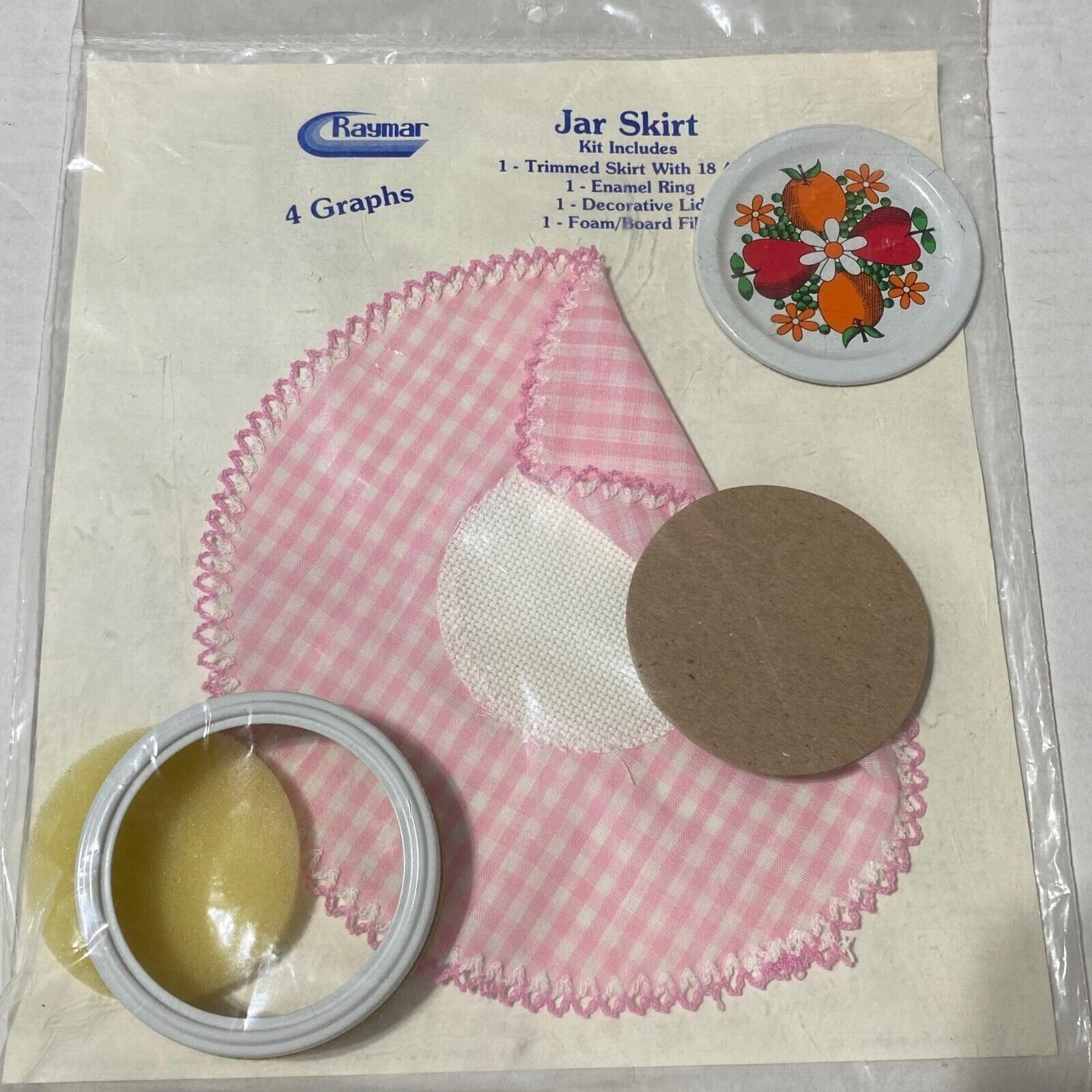 Raymar Pink Checkered Jar Skirt Kit New - $14.40