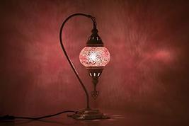 Turkish Lamp, Snowy Pink Tiffany Lamp 2021 Mosaic Stained Glass Boho Moroccan La - £54.56 GBP