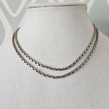 Coro Stylish Double Chain Stainless Steel Necklace 15&quot; MCM Choker - £21.01 GBP