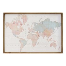Watercolor World Map Wood Framed Wall Art - $235.71