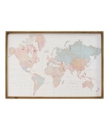 Watercolor World Map Wood Framed Wall Art - £184.59 GBP