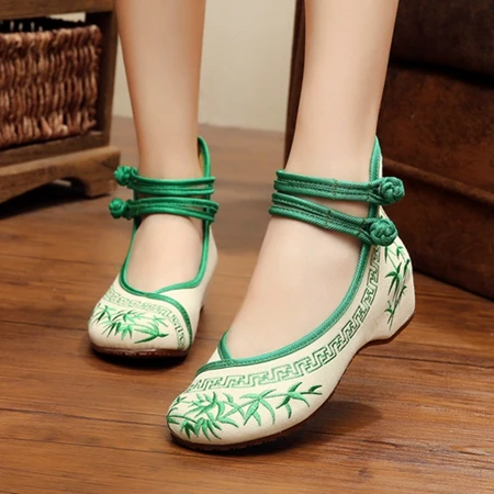 Allerinas dancing shoes chinese flower embroidery soft casual shoes cloth walking flats thumb200