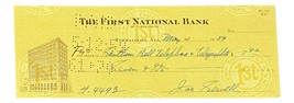 Joe Sewell Cleveland Signed May 4 1959  Bank Check BAS - £46.11 GBP