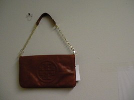 Womens Tory burch purse bombe reva clutch Gold chain brown color - $197.95