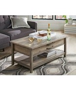 Lift-Top Coffee Table Modern Farmhouse Rustic Gray Wooden Open Storage S... - £177.75 GBP