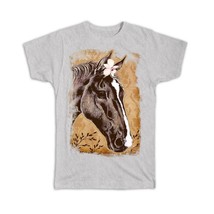 Horse Face Drawing Orchid : Gift T-Shirt Domestic Animal Realistic Art Cute Chil - £14.11 GBP