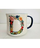Nathalie Lete Anthropologie Letter D Coffee Cup Mug Floral Blue White Cat - £14.78 GBP