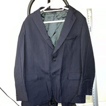 Adams Row Navy Blue Wool Blend Blazer Jacket 44L Striped, Men&#39;s Sport Coat - £15.12 GBP