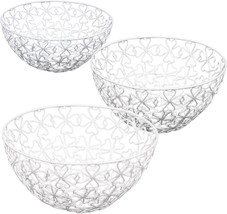 Set Of 3 Fruit Baskets Mesh Storage Bowls Key Holder Stackable For, Extra White - £31.50 GBP