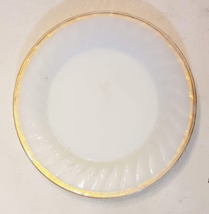 Anchor Hocking White Swirl Bread Plate Golden Anniversary Milk Glass Gold Rim - £6.14 GBP