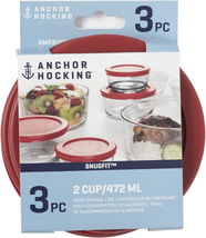 Anchor Hocking Classic round Food Storage Snugfit Replacement Lids, Red, 2 Cup,  - £11.56 GBP