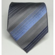 Croft&amp;Barrow Men Dress Silk Stain Resistant Gray Blue Stripes 59&quot; long 3.5&quot; wide - £7.71 GBP