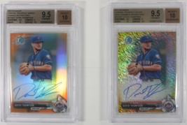 Lot De 2 BGS 9.5 2017 Bowman Chrome Prospect David Thompson Auto &amp; Réfracteurs - £112.42 GBP