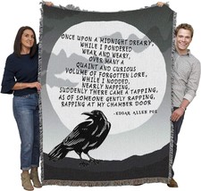 Crow Gift Fall Halloween Tapestry Throw The Raven Blanket - Midnight Dreary - £61.06 GBP