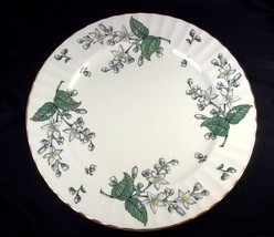 Royal Worcester Valencia bone china dinner plate white gray flowers gold rim 10&quot; - £13.74 GBP