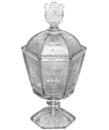Vintage Imperial Glass Clear Zodiac Pattern Candy Dish With Lid - $482.33 MXN