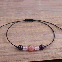 Black &amp; Pink Quartz Beaded Adjustable Bracelet - $13.99