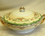 Marlene Noritake Round Covered Vegetable Bowl Green Border Floral Sprays... - $49.49