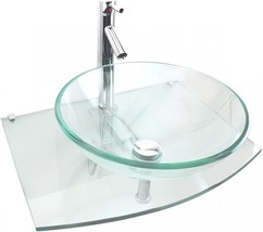 Renovators Supply Halo Glass Wall Mounted Bathroom Sink 23.5 Inches Clear - £290.95 GBP