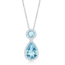 Round &amp; Pear-Shaped 0.6684ct Blue Topaz w/ 0.461ct Topaz Necklace - £93.41 GBP