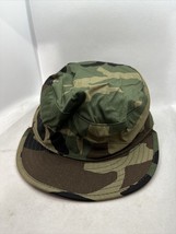 NEW Military Issue Woodland Camo Sun Cap with Neck &amp; Ear Flap Type III Size 7.5 - £19.46 GBP