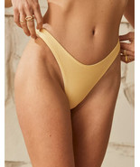 American Eagle Aerie Shine Rib Thong Bikini Bottom SMALL Photon Yellow - $22.24