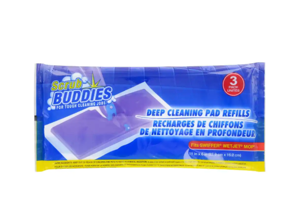 4 x SCRUB BUDDIES DEEP CLEANING PAD REFILLS, SWIFFER, WETJET SWEEPER 3-C... - $33.65